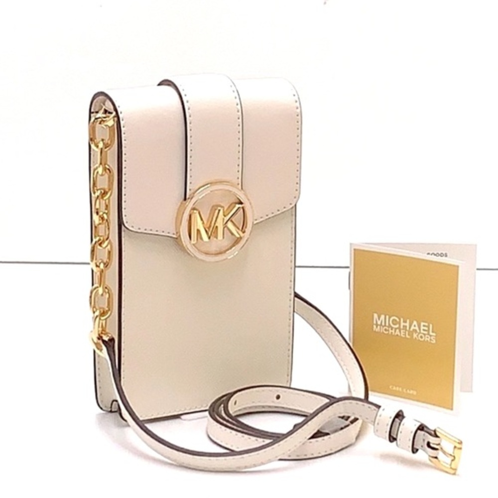 MICHAEL KORS Carmen NS Small Phone Crossbody Bag Optic White color - Picture 1 of 16